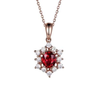 China 2021 Newest Design High Quality Wholesale Ruby Pendant High Quality Oval Women Necklace for sale