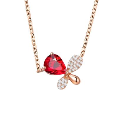 China Fine Jewelry Ruby Pendant Female Chain Necklace simple high quality exquisite fashion for sale