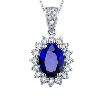 China 2021 High Quality Hot Selling Sterling Sliver Fashion Sapphire Necklace Girls Pendant Jewelry for sale