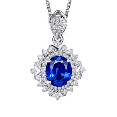 China Hot Sale Sapphire Pendant Lovely Women Necklace from Sterling Sliver Sapphire Chain Necklace High Quality for sale