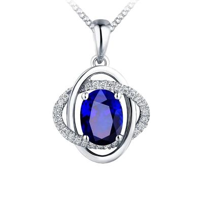 China High Quality Factory Wholesale Sapphire Necklace Pendant Sterling Silver Pendant Necklace For Ladies for sale