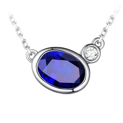 China High Quality Fashion Hot Selling Sapphire Necklace Sterling Silver Jewelry Exquisite Pendant for sale