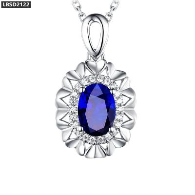 China Hot Selling Luxury English Style Sapphire Pendant High Quality Micro-inlaid Sapphire Pendant for sale