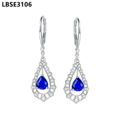 China Women Sapphire Earring simple from Fashional Sapphire Silver Sapphire Luxury Earring high quality for sale