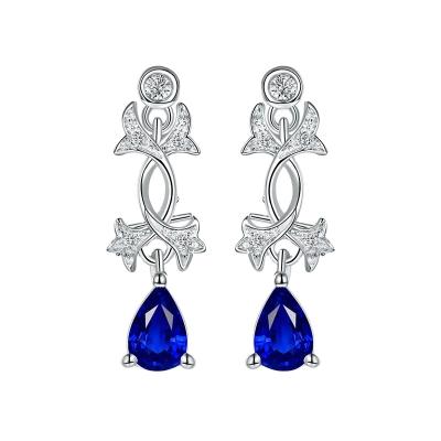 China High Quality Sapphire Earrings Women Simple Sapphire High Quality Silver Exquisite Earrings for sale