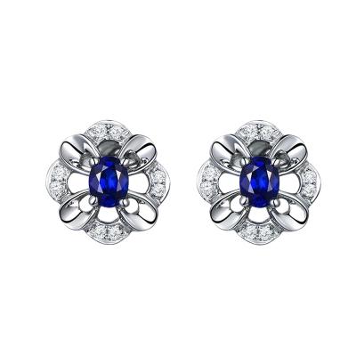 China Exquisite Girl Sterling Silver Earrings Fashion Female Sapphire Earrings Luxury Style High Quality for sale