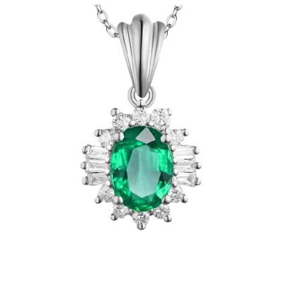 China Wholesale Emerald Oval Pendant The Chain Emerald Oval Pendant For Ladies from factory high quality for sale