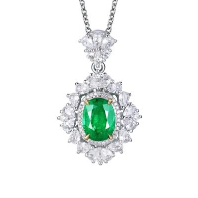 China Factory Wholesale High Quality Emerald Oval Necklace Emerald Oval Pendant For Ladies for sale