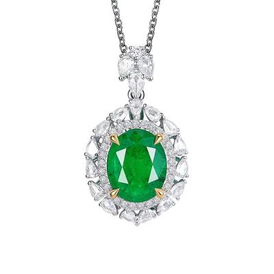 China High Quality Exquisite Emerald Oval Pendant Fine Jewelry High Quality Fashion Personality Necklace for sale