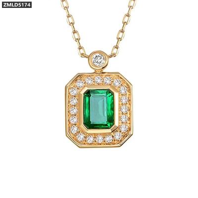 China Wholesale Emerald Rectangular Pendant Necklace High Quality Emerald Rectangular Pendant For Ladies for sale