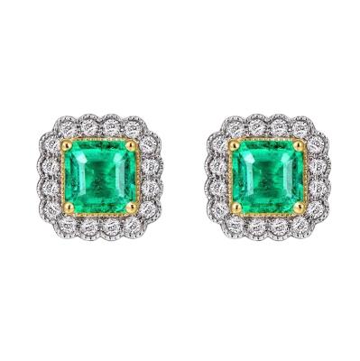 China 2021 High Quality Newest Design Personality Sterling Silver Emerald Earring Simple Emerald Earrings for sale