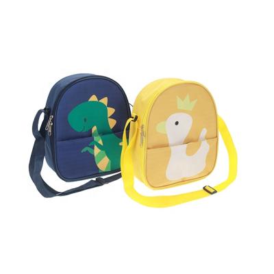 China 2021 School Cartoon Adjustable Canvas Shoulder Waterproof Lunch Box Organizer Insulated Kids Cooler Bag For Outdoor for sale