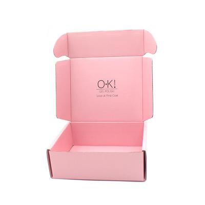 China Custom Eco Friendly Pink Color Cosmetic Disposable Folding Corrugated Mailing Mailing Cardboard Mailing Mailer Gift Boxes for sale