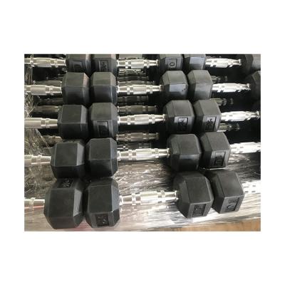 China Rubber Covered Dumbbell Low Price Guaranteed Quality 3LB 5LB 8LB Encapsulation Hex Dumbbell Set for sale