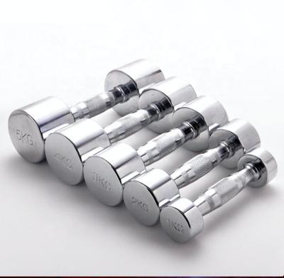 China High Quality Eco-friendly Stainless Steel Dumbbell Set Chrome Dumbbells 2.5kg-80kg Rotate Free Dumbbell Weights for sale