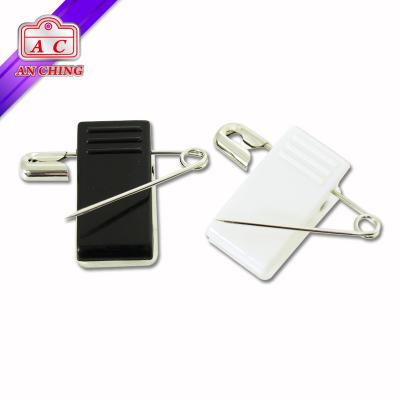 China Name Tag Black Color ID Badge Clip With Pin for sale