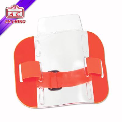 China High Visibility Armband Badge Holder Orange PVC Reflective Card Holders for sale