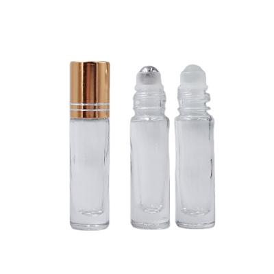 China Personal Care Sale 10ml Empty Transparent Tube Glass Drawing Roll On Bottle With Stainless Steel Roller for sale