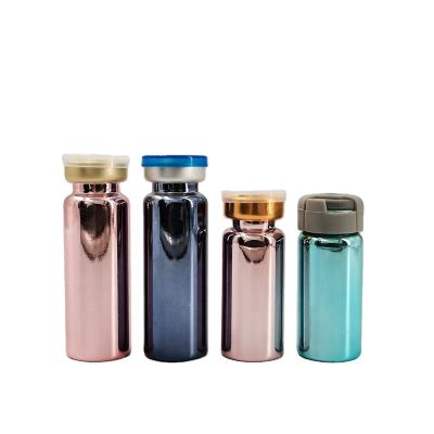 China Personal Care Factory Supplies 3ml 5ml 10ml Printed Color Penicillin Electroplating Bottle With Aluminum Cap Oral Liquid Bottle for sale