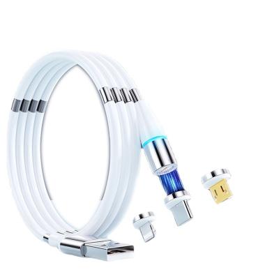 China New Magnetic Mobile Phone Absorption Data Cable Apple Type-C 2.4A Android 3 in 1 Mobile Phone Fast Charging Cable for sale