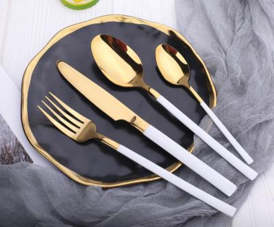 China High Quality New White and Gold Cutlery Set Stainless Steel Flatware Talheres for sale