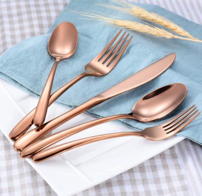 China Rose Gold Stainless Steel Cutlery Set Copper Flatware Set Kitchen Household Items for sale