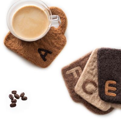 China Sustainable Thick Environmentally Friendly Insulation Wool Felt Coaster , 4 Customized Cupular Wool Felt Coffee Cup Pads for sale