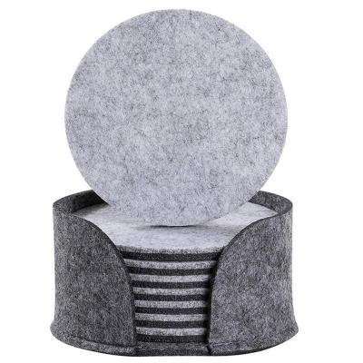 China Amazon Stocked Hot Felt Coasters With Stand BestCoaster Gift Felt Cup Glass Coasters Set With Stand for sale