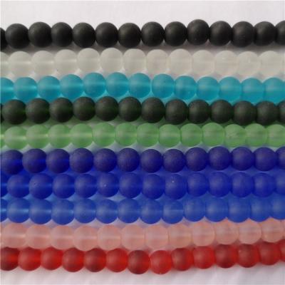 China DIY Jewelry Making 8mm Frosted Smooth Round Glass Beads Colorful DIY Jewelry Accessories for sale