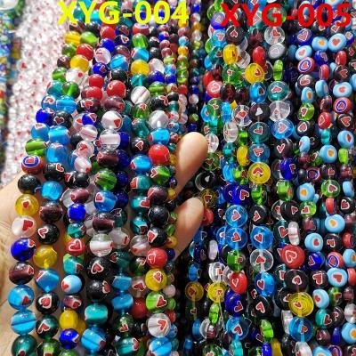 China DIY Bracelet Necklace 10mm Series With Heart Lampwork Loose Beads Millefiori Glass Beads Jewelry Making for sale