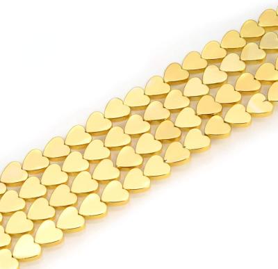 China Decoration Natural Hematite White Gold Plated Gemstone Heart Shape Stone Beads for sale