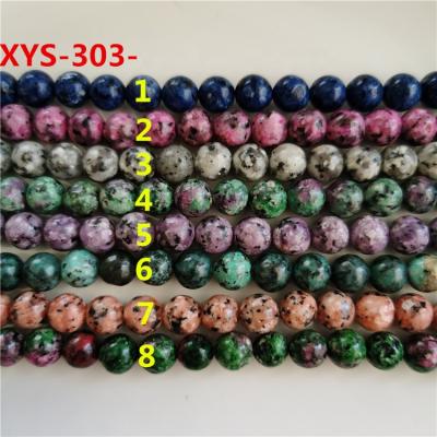 China DIY Jewelry Making 6mm Colored Spots Gemstone Round Loose Stone Beads for sale