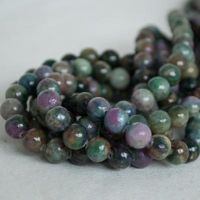 China Decoration Grade AA Natural Ruby In Kyanite Semi Precious Gemstone Round Beads for sale