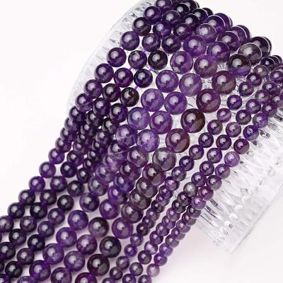 China Decoration Amethyst Beads Natural Stone Beads Round Loose Beads For Jewelry Making for sale