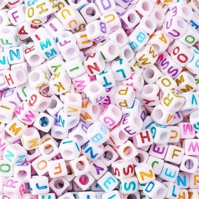 China Decoration Color Letter Alphabet Mixed Cube Beads DIY Word Message Bracelet Spacer Charm Jewelry Grades for sale