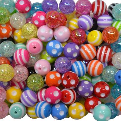 China Chunky Bubblegum Beads Acrylic Gumball Chunky Bubblegum Beads, Stripe and Polka Dot Jewerly Mix for sale