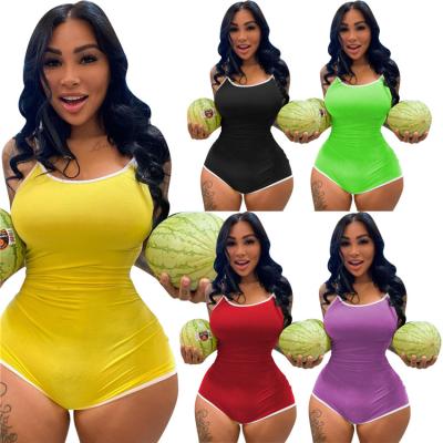 China Women Sleeveless One-Piece Jumpsuit Bodycon Anti-wrinkle Solid Color One-Piece Overalls And Rompers for sale