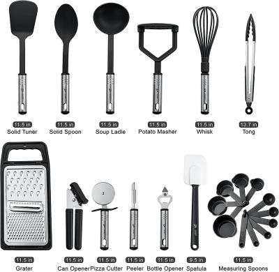 China Amazon Sustainable Hot Selling 23 Piece Nylon Kitchen Utensils Set Non Stick Useful Cooking Utensils Kitchen for sale