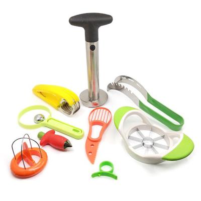 China Amazon Viable Hot Sale 9 Pieces Avocado Orange Cutter Pineapple Banana Slicer Kiwi Apple Cleaver Tool Kit Fruit For Sale for sale