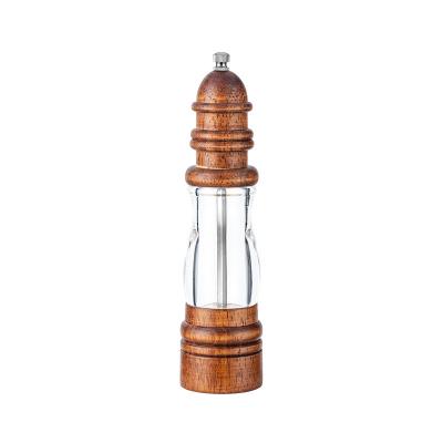 China 8 Inch Sustainable Wooden Salt Pepper Grinder Set Salt Pepper Mill Manual Ceramic Cores Grinding For Cooking for sale