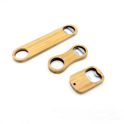 China Sustainable HOT SALE Stainless Steel Beer Bottle Opener Bamboo Handle To Open Beer Bottle Quickly For Bar for sale