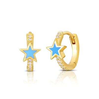 China 2021Wholesale European and American Simple Geometric Stud Earrings Latest Trendy French Epoxy Star Pentagon Earrings Fashion Explosion for sale