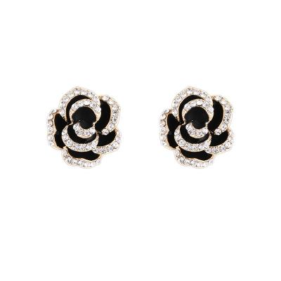 China TRENDY fashion Korean flower earrings ladies oil drop rhinestone earrings camellia female earrings for sale