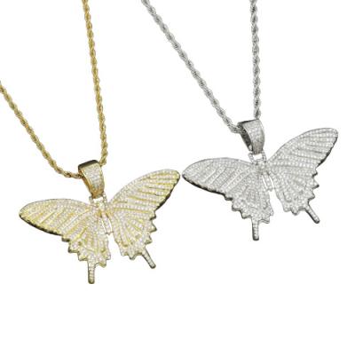 China New European and American FASHIONABLE stainless steel butterfly hip-hop necklace personality trend sweater wild border necklace for sale