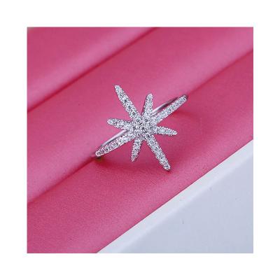 China TRENDY Creative Jewelry Fashion Silver Plated Sparkle Crystal Star Rings Engagement Women for sale