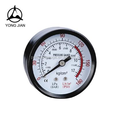 China Stable Made In China Black Steel Case Brass Connection Air Gas Pressure Gauge for sale