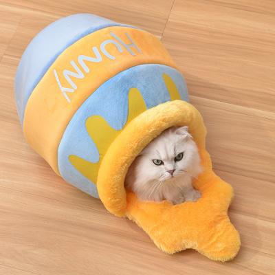 China New Design Removable And Washable Plush Mat Pet Home For Dog Soft Comfortable Pet Bed Honey Pot Cat Bed Accessories Cute Removable Cover 2022 for sale