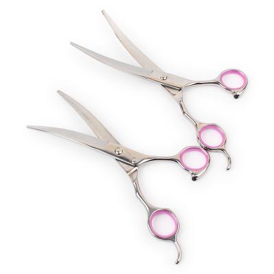 China 2022 Hot Selling Stainless Steel Liveable Platform Hot Spot Cat Balancing Upturned Scissors Downturned Pet Grooming Scissors for sale