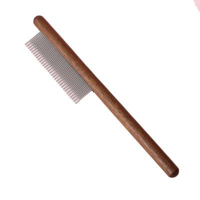 China 2022 Cat To Remove Floating Hair Single Row Comb Dog Flea Removal Needle Comb Amazon Pet Products Viable Wooden Handle Single Row Comb for sale