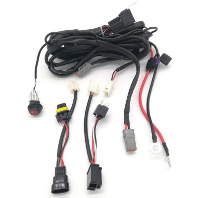 China Automobile Jeep Off Road Vehicle H4 HB3 9005 Detsch Connector 500Watt LED Light Bar Wiring Harness for sale